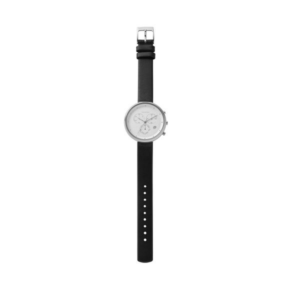 Skagen Women's Gitte Chronograph Black Leather Strap Watch - Picture 17 of 17